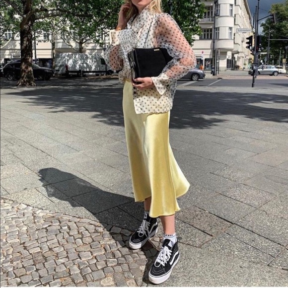 Zara satin skirt yellow Clearance